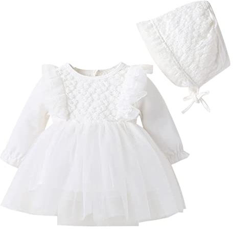 Robe Bébé Fille Avec Chapeau Automne Hiver Princesse Cérémonie Mariage