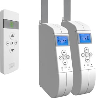 WIR elektronik, eWickler 2 Fenster Funk-Set, eW940-F, 2x elektrischer Gurtwickler + 1x Fernbedienung FB-9, für 17-23 mm Gurtband, Aufputz, bis 45 kg, inkl. Netzstecker (2 Fenster)