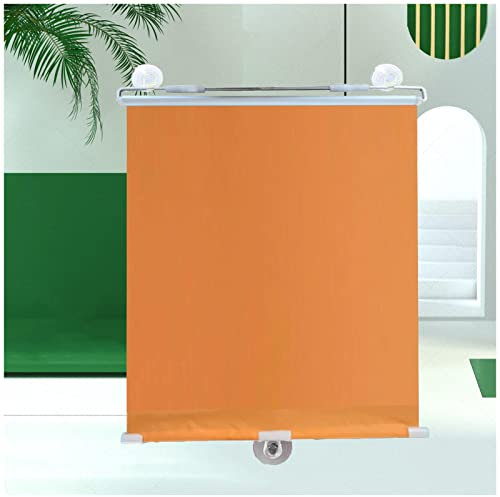 Xrdbfd Saugnapf-Rollo Fensterrollo, Verdunkelungsrollo Ohne Bohren, Einziehbarer Balkon Sonnenschutz Rollo Jalousien, Seitenzugrollo, Sonnenschutz Und Thermorollos,Orange-72x125cm(28.3 * 49.2in)