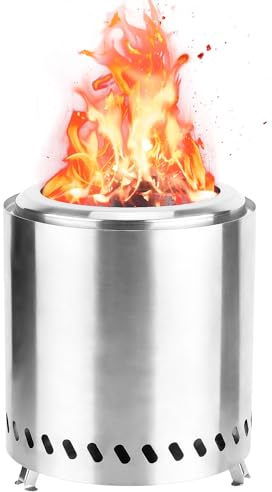 Braciere da Tavolo, 21,7 cm Piccolo Fornello Senza Fumo Resistente al Calore per Patio Esterno Braciere da Campeggio Portatile in Acciaio Inossidabile Alimentato a Pellet o Legna, con Borsa