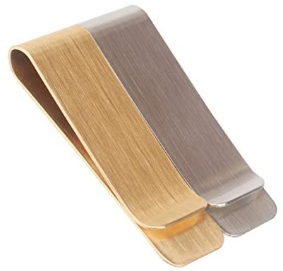 Ottone e Acciaio Inox Fermasoldi 2 Pezzi per Banconote e Carte