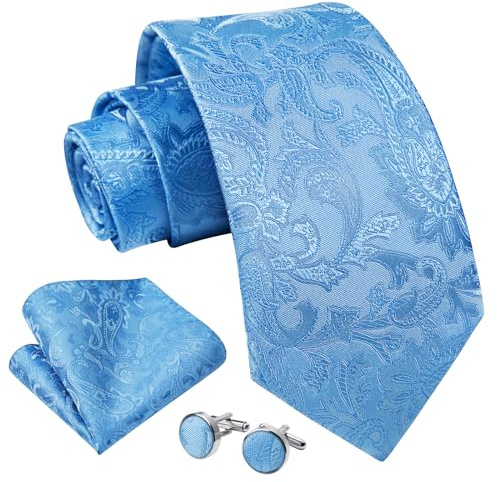 Enlision Herren Krawatte Paisley Krawatte für Männer Hochzeit Krawatten & Einstecktuch Manschettenknöpfe Set Formelle Business
