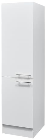möbelando Eddy Moderner Vorratsschrank Küche in Weiß matt - Geräumiger Küchenschrank mit viel Stauraum - 50 x 200 x 57 cm (B/H/T)