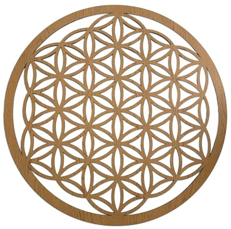SENTOP HDF0168 Art mural en bois Fleur de vie Mandala sculpté pour l'intérieur (chêne, 40 cm)