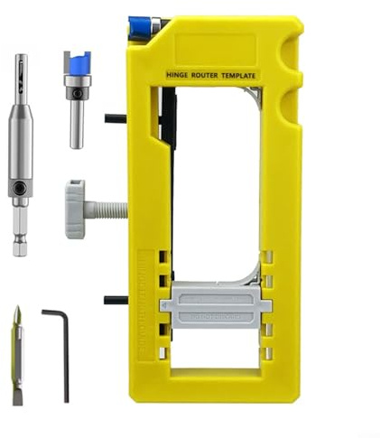 VRTYVEYBB Door Hinge Mortise Jig Kit,Door Hinge Installation Kit,Sturdy Door Hinge Router Template Cabinet, Metal+Plastic