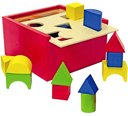 alles-meine.de GmbH Steckspiel/Sortierbox aus Holz - mit vielen bunten Bausteinen - Steckbox - Sortierspiel/Holzspielzeug - Farben Lernen - Steckwürfel - geometrische Formen ..