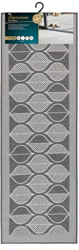 JVL Expression Machine Washable Entrance Runner Doormat, 50x150cm - Leaves
