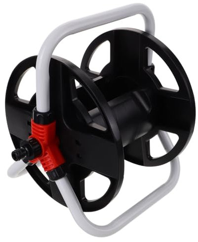 LOORGVEL Support D’enrouleur de Tuyau D’arrosage en Pp et Acier Inoxydable, Rangement Facile, Mécanisme D’enroulement, Usage Extérieur