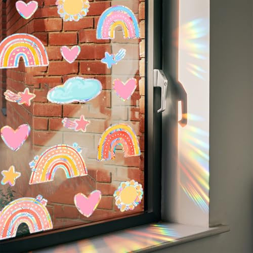 29 Pezzi Adesivi per finestre, Adesivi Anti Collisione Vetri,Arcobaleno Adesivi per Finestre per Uccelli Strike,Uccelli Anticollisione Avviso,Anti-Collisione Statico Arcobaleno Adesivi