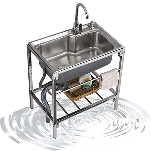 Lavello in acciaio inossidabile 304, lavello commerciale indipendente per ristorante, lavamani con paraschizzi, utilità per cucina, bar, interni ed esterni.