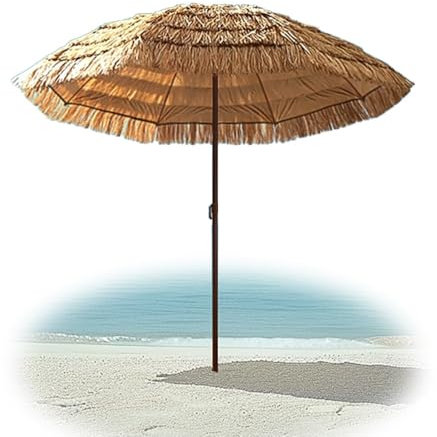 QSPNVFB Parasol De Plage Tiki Chaume 200cm Parasol De Jardin Portable en Paille, Parasol De Table D'extérieur, Parasol De Piscine, Grand Parasol De Marché