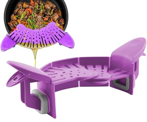 Clip On Colander – Foldable Food Drainer, Compact Straining Tool | Silicone Pot Strainer Attachment, Space Saving Sink Filter, Easy Clip Kitchen Accessory for Cooking Vegetables Pasta