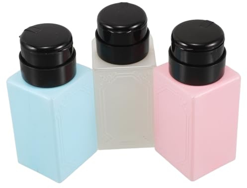 OUNONA Flacon Distributeur Vide Démaquillant Et Dissolvant à Pression 3 Pièces 220 ML Grands Flacons pour Salon De Manucure Professionnels Utilisation Nettoyage Ongles Couleurs Rose Blanc Bleu