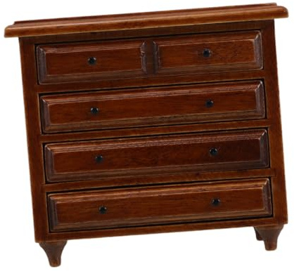 BESPORTBLE Maßstab mit Funktionalen Schubladen Birkenholz Sideboard für Puppenhaus Schlafzimmermöbel Langlebiges Retro Aufbewahrungsregal für Sammler