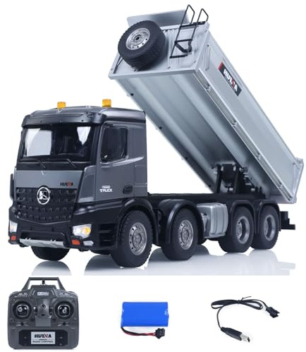 1/14 RC-Muldenkipper HUINA 12CH, RTR-Fertigmodell mit Licht Sound | Hobby-Grade Modell mit USB-Ladekabel, ferngesteuerter Kipper