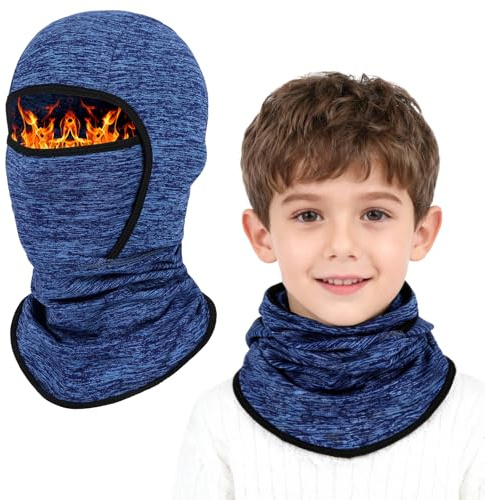 AYPOW Passamontagna in Pile Termico Bambini 4-12 Anni,Invernale Multifunzione Antivento Caldo Maschera da Sci da Ciclismo,Berretti Cappello con Scaldacollo per Ragazzi Ragazze all'Aria Aperta Sport