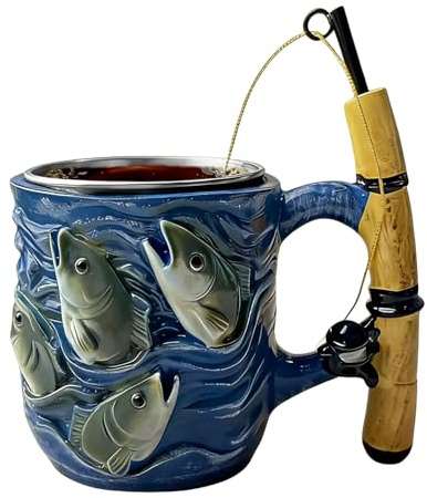 Tasse De Pêche, 250ml Mug Pêcheur, Tasse À Café En Résine Sur Le Thème De La Pêche Avec Poignée, Tasse À Thé En Résine Réutilisable Pour Pêcheur, Papa, Mari, Design De Canne À Pêches Et De Moulinet