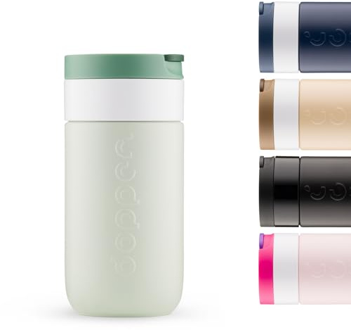 Dopper Travel Mug Thermobecher 300 ml Forest Green - Auslaufsicherer Isolierbecher für kohlensäurehaltige Getränke, 6h warm / 20h kalt, 90% recycelter Edelstahl