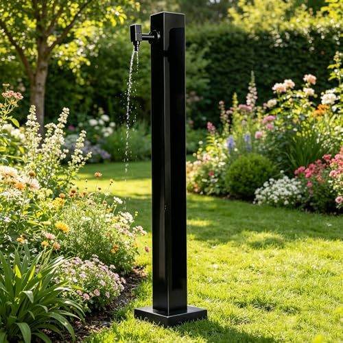 Colonne d'Eau Extérieure de Jardin, Robinet sur Pied en Acier Inoxydable 304, Fontaine d'Eau Autoportante pour Terrasse, Pelouse et Arrosage des Plantes