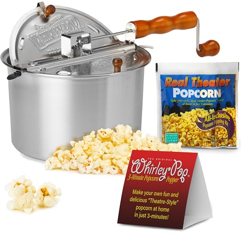 Wabash Valley Farms Stovetop Popcorn Popper with Metal, Aluminum, Silver, Nylon Gear