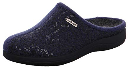 Rohde 6550 Bari Schuhe Damen Hausschuhe Pantoffeln Softfilz Weite G, Größe:36 EU, Farbe:Blau