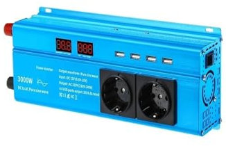 Onda Sinusoidale Convertitore Potenza Inverter Onda Sinusoidale Pura Con Presa Universale UE Da 3000 W DC 12 V A CA 220 V 230 V Display LED 4 USB Trasformatore Convertitore Corrente(EU 60Hz)
