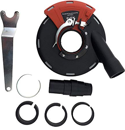 PRODIAMANT® Absaughaube für Winkelschleifer [INKL. ADAPTERRINGE, SPANNSCHLÜSSEL & STAUBSAUGERADAPTER] - mit Bürstenkranz - Staubfreies Arbeiten - Premium-Werkzeug - Passend für 115mm & 125mm