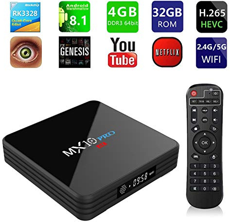 Qyoung X88 Pro Android 10.0 4K Ultra HD TV-Box mit Fernbedienung, 4 GB RAM 32 GB ROM USB 3.0 WiFi 2.4G/5G BT4.1 HD RK3318 Quad Core Internet Media Player