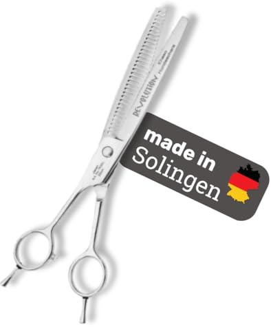 EHASO Hundeschere Modellierschere Revolution Zahnung einseitig Profi Fellschere für Hunde | 22 cm gerade | 32 zahnig, mittel | Hochwertige Hundescheren direkt aus Solingen | Langlebig und hochwertig