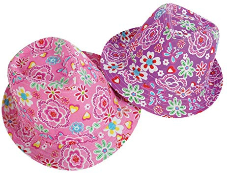 KarnevalsTeufel Trilby Party Hut Discohut Sommerhut Flower Power Hippie Verschiedene Designs und Farben (Flower Pink)