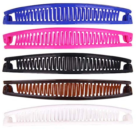 Minkissy 10 Stück Bananen Haarspange Bananen Haarkamm Pferdeschwanz Halter Fischform Haar Kralle Haarschmuck Kopfschmuck Täglich Gebrauch Damen Frauen Party Maskerade