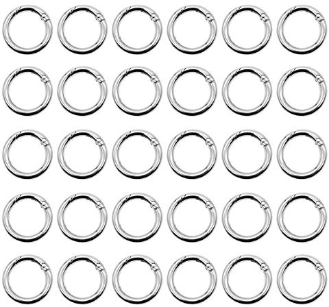 30 Stück 28mm Runder Karabinerhaken, Zinklegierung Schnappfeder Schnapphaken, für Schlüsselanhänger, Taschen Geldbörsen Organisationszubehör, Silber