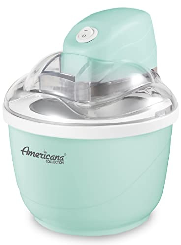 Elite Gourmet EIM-520 Máquina eléctrica casera automática, conducto de ingredientes, interruptor de encendido/apagado, no necesita sal, helado cremoso, helado, yogur congelado o sorbete, azul