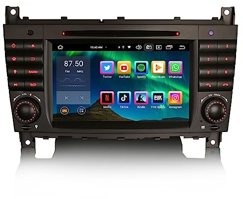 GONFEN 7 Zoll 8-Kern 4G RAM+64GB ROM Android 13 Autoradio mit GPS Bluetooth 5.0 für Mercedes Benz C-Klasse CLC Klasse W203 G Klasse W463 Kabelloses Carplay Android Auto DVD WiFi 4G Canbus DSP RDS FM