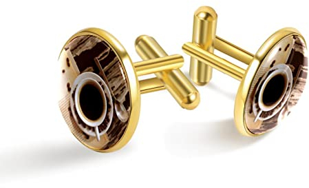 Cuillère à Café Boutons de manchette classiques en acier inoxydable pour hommes, boutons de manchette de chemise bijoux cadeaux de mariage d'affaires, doré
