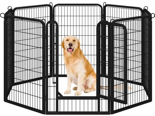 Yaheetech Recinto per Cani Grande 8 Pannelli 68 x 100 cm Conigli Animali Cuccioli per Casa da Interno Esterno Giardino in Ferro Recinzione Rete Metallica Pieghevole e Portatile Nero