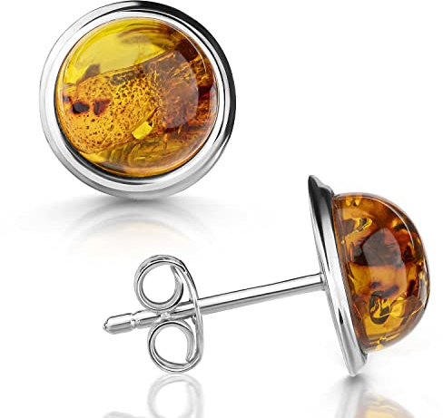 Materia Edelstein Ohrstecker Silber 925 Damen 10mm orange rund SO-501