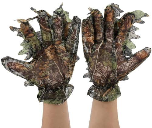 Jagdhandschuhe, 1 Paar 3D Komfortable Atmungsaktive Blatt Camouflage Handschuhe rutschfeste Vollfinger Camo Handschuhe Wanderhandschuhe Für Herren Outdoor Fotografie Jagd Vogelbeobachtung