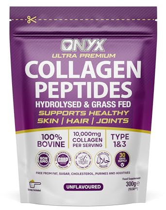Premium Collagen Powder 300g Hydrolysed Bovine Collagen Peptides Powder - Halal Certified - Healthy Skin, Hair & Joints - Collagen Supplements for Women & Men (30 Days Serving 300g)
