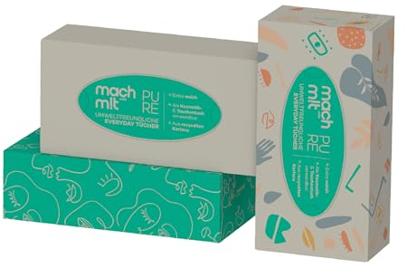 machm!t Kosmetiktücher 4-lagig - 100 Tücher – 1 Box - ohne Bleichmittel - aus recyceltem Karton - extrem weich & nachhaltig – Made in Germany – 100% recycelbar - Umfang: 1 Packung mit 100 Tücher
