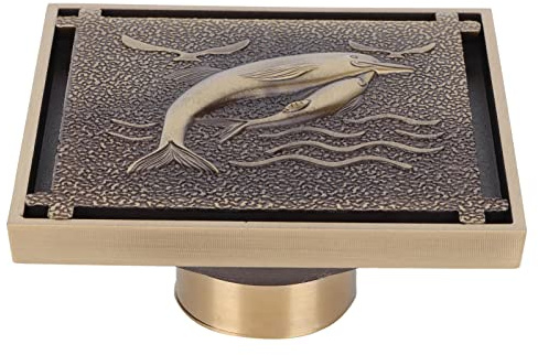 ANKROYU Vintage Dusche Bodenablauf, Senkrecht Kupfer Duschablauf, Quadratischer Duschablauf, Deodorant Bodensieb, Geeignet Für Küchen, Badezimmer, Garagen Und Keller, 10 x 10cm
