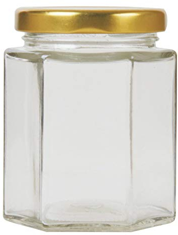 Artist Hand 36 Pack 196ml/7oz Jam Jars with Lids Hexagonal Glass Jam Jars Honey Jars Pickles Chutneys Storage with Screw Gold Lids