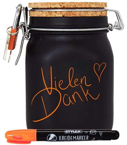 Spardose Selber Beschriften Neon orange Geld Geschenk Idee Schwarz L