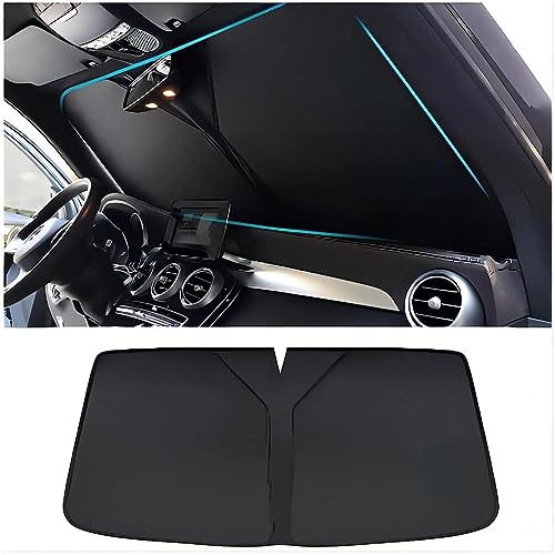 LXBSXY Auto Sonnenschutz Frontscheibe für VW Transporter Multivan T7 2022+, UV Schutz Auto Sonnenschirm für Windschutzscheibe, Auto Frontscheibe Hitzeschutz Einfache Lagerung Zubehör,B-Black
