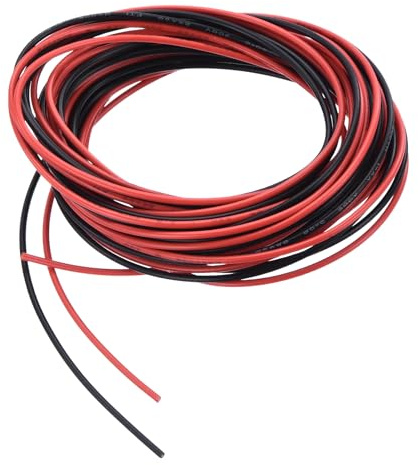 sourcing map Filo di collegamento in PVC calibro 26 3,0 m/10 ft 26AWG filo elettrico flessibile UL1007 rame stagnato incagliato nero rosso, diametro 1,5 mm per modelli di aeromobili elettrodomestici