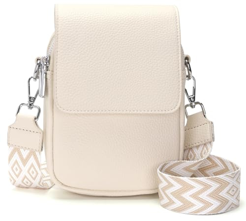 YISUOHOOM Handy Umhängetasche Damen klein Handytasche Zum Umhängen Kleine Handtasche Damen Crossbody Bag Beige Es gibt 4 Taschen und 7 Partitionen