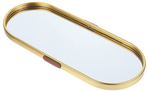 KOMBIUDA Goldfarbenes Schmucketablett Spiegel Tablett Dekoratives Vintage Make-up-organizer Tray Vielseitiges Aufbewahrungs Serviertablett Für Schmuck Kosmetik Wohnzimmer Schlafzimmer