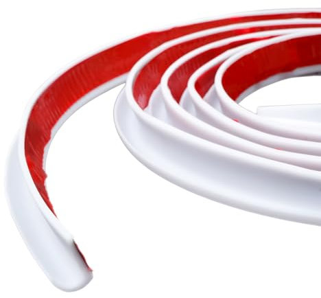 ohbien J Shape RV Regenrinne 5M mit Selbstklebende Rückseite, Weiß Gummi Dach-Regenumleitungsstreifen für Fahrzeug, Regenrinne Auto Geeignet für alle Arten von Autos LKWs Wohnmobilen und Boot