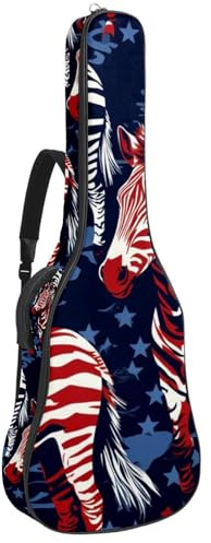 Bella custodia per chitarra acustica, impermeabile, con tasche multiple, 12,9 x 47 x 4,7 cm, animali della bandiera americana, Multicolore, 42.9x16.9x4.7 in, Borsa per chitarra