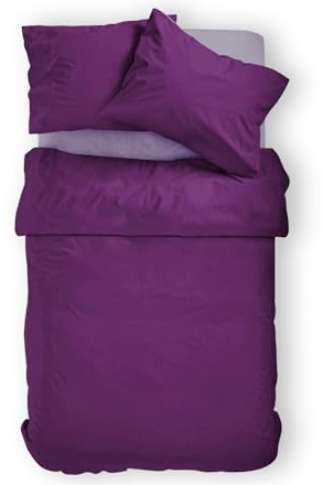 Amolavet Sommer Bettwäsche 155x220 Lila Uni Gebürstete Mikrofaser Super Weich & Atmungsaktiv Pflegeleicht & Bügelfrei 2 Teilig Bettbezug Set mit Reißverschluss